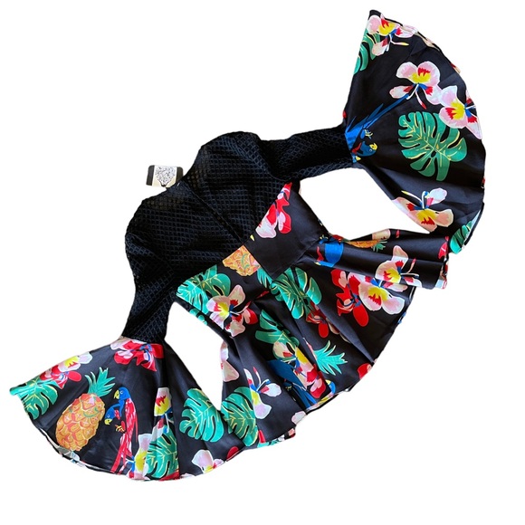 Floral Colorful Mesh Peplum Top - Picture 7 of 13